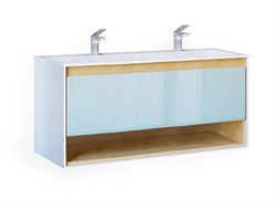 Тумба для ванной комнаты Glass 120 подвесная белая - фото 100691