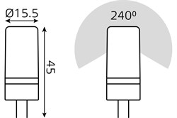 Лампа GAUSS LED Elementary G4 AC210-240V 5W 400Lm 3000K силикон 18015 - фото 101375