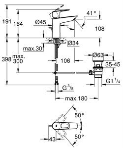 Смеситель GROHE Start Loop для раковины с нажимным донным клапаном M 23779001 - фото 101800