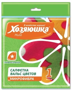 Салфетка Хозяюшка Мила универс. 30*30 из микрофибры Вальс цветов - фото 106162