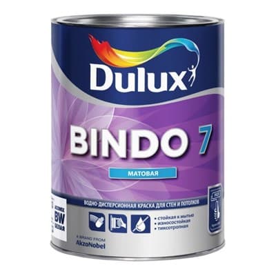 Краска водоэмульсионная Dulux BINDO 7 мат. белый 1л 5183733 - фото 10787