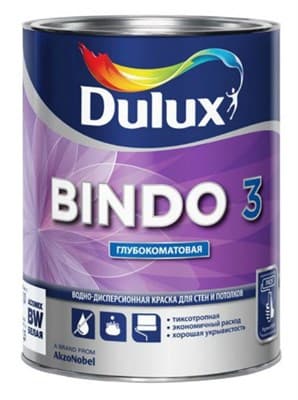 Краска водоэмульсионная Dulux BINDO 3 мат. белый 1л 5183722 - фото 10797
