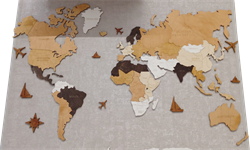Интерьерная карта мира 135см*75см Дерево одноуровневая EN 01393 - фото 108603