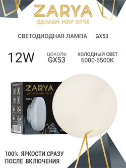 Запаска ЗАРЯ светодиодная 12W 6000-6500К - фото 109073