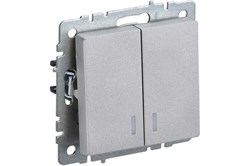 Выключатель BRITE 2-кл. с индикатором 10А ВС10-2-1-БрА алюминий BR-V20-1-10-K47 - фото 119050