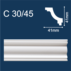 Плинтус СОЛИД потолочный экструд. PROFI DECOR PD-41/С30/45 белый 2м 41×41мм - фото 119871
