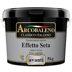 Краска декоративная РАДУГА Arcobaleno Effetto Seta Бархат Avanti серебро (5кг) - фото 122770