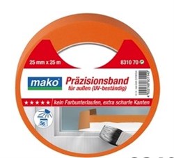 Скотч MAKO малярный 25мм*25м оранжевый,для наруж.работ 831070 - фото 123201