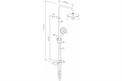 Душевая сист. DAMIXA Jupiter:верх душ230мм, ручн.душ120мм,3реж,штанга1010мм DX977700000 - фото 124577