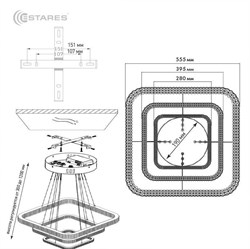 Люстра ESTARES управляемая светодиодная AKRILIKA 120W 3S-APP-555-CHROME/CLEAR-220-IP20_Ч УУО00004449 - фото 125277