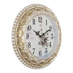 Часы настенные РУБИН Полевые цветы круг d38см, корпус белый с золотом 3825-003 (5) - фото 126438