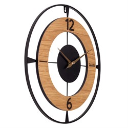 Часы настенные РУБИН Классика из металла, d=50см, открытая стрелка, черный+дерево 5009-001 - фото 126446