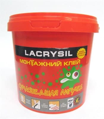 Клей LACRYSIL монтажный универсальный (белый) 3кг (в комплекте со шпателем) - фото 12824