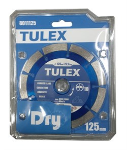 Круг TULEX отрезной алмазный универсальный, сегментный, для УШМ, 125мм*22,2мм 8011125 - фото 129826