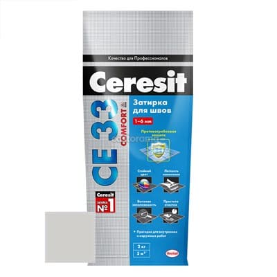 Затирка CERESIT CE33 2кг серебристо-серый - фото 13122