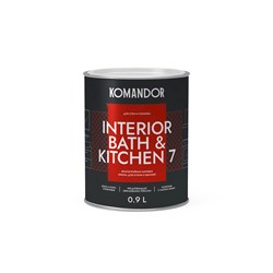 Краска полиакриловая матовая KOMANDOR INTERIOR BATH&KITCHEN 7 база С 0,9л TAL-86 - фото 136840