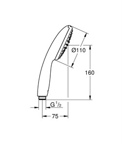 Душ ручной GROHE Vitalio Start 110 1 режим струи, 9,5л/мин, хром 27941001 - фото 138491