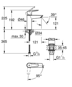 Смеситель GROHE Start для раковины, однорычажный, 1/2 Размер M, черный матовый 237462432 - фото 138965