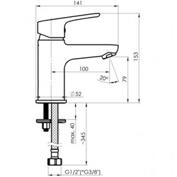 Смеситель RUBINETA Uno 18 WT2 для раковины N800671 - фото 139166