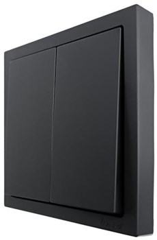 Выключатель LEZARD ZIMA двойной, зажим, черный бархат 704-4288-101QC - фото 140695