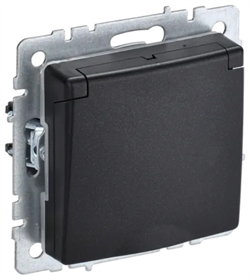 Розетка BRITE с с/з, з/ш и крышкой 16А IP20 черная BR-R16-16-K02 - фото 144073