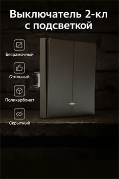 Выключатель NEXON 2-кл, с подсветкой, платина 80-B4-EK21DKZ - фото 144733