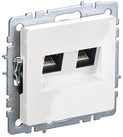 Розетка BRITE двойная компьютерная RJ45 кат.5E белая BR-K20-1-K01 - фото 145098