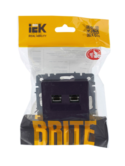 Розетка BRITE двойная компьютерная RJ45 кат.5E чёрная BR-K20-1-K02 - фото 145100