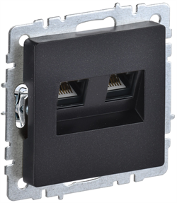 Розетка BRITE двойная компьютерная RJ45 кат.5E чёрная BR-K20-1-K02 - фото 145106