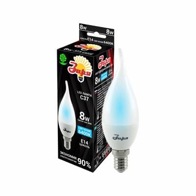 Лампа светодиодная Заря свеча C35F (C37F) 8W E14 6400K - фото 18130