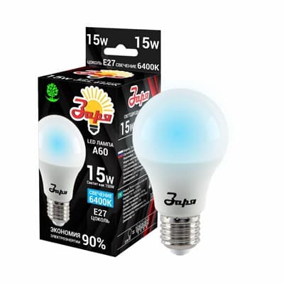 Лампа светодиодная ЗАРЯ А60 А3 15W E27 6000/6500K(станд) - фото 18137