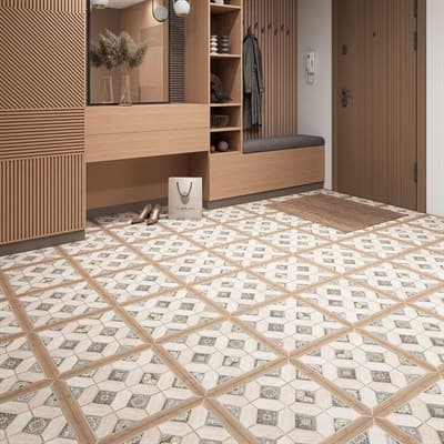 Плитка ALMA CERAMICA напольная Fiesta глаз. на бел.корич. 418*418 3ПГФС004/TFU03FST004 - фото 22272