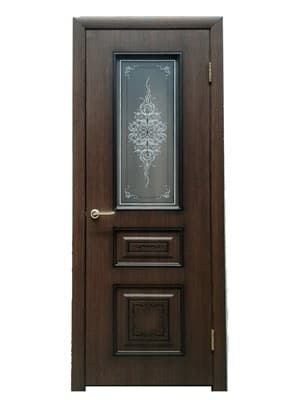 Полотно ЛЕСКОМ дверное Экшпон Соната ясень коричневый/черная патина стекло с художеств. печатью 60 - фото 26744