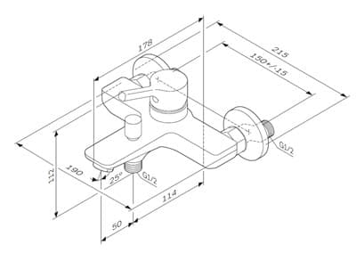 Смеситель AM.PM для ванны и душа X-Joy S, излив 164 мм, хром F85B10000 - фото 32651