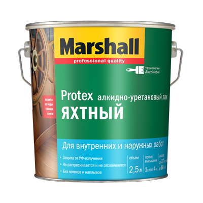 Лак MARSHALL PROTEX Яхтный полуматовый 2,5л - фото 39189
