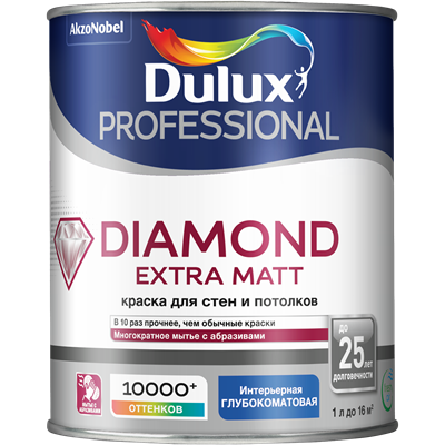 Краска Dulux TRADE Diamond Extra Matt глубокоматовая BW 1л 5273931 - фото 39358