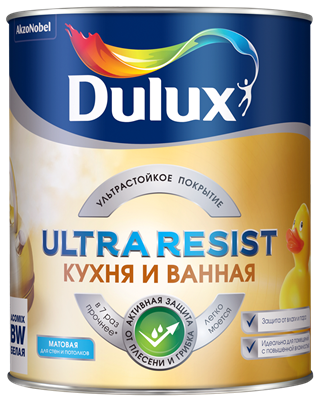 Краска Dulux Ultra Resist Кухня и ванная мат база C 0,9л 5255540 - фото 39373