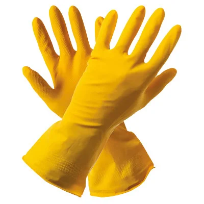 Перчатки резиновые пара размер M 7-7,5 желтые - фото 39605