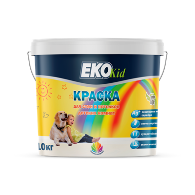 Краска РАДУГА ЕКО Kid акриловая для стен и потолков моющаяся 2,5 кг - фото 40474