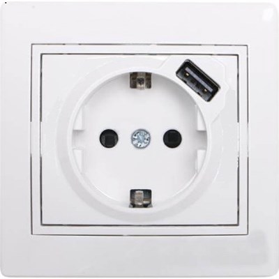Розетка MIRA с USB белый с белой вставкой 701-0202-181 - фото 40692