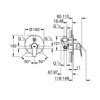 Смеситель GROHE Start Flow для душа, встраиваемый 29117000 - фото 40937