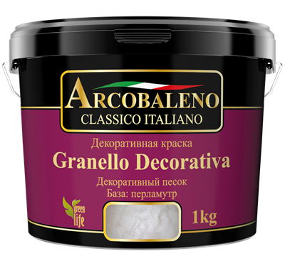 Краска декоративная РАДУГА Arcobaleno Granello Decorativa База перламутр (1кг) - фото 41100