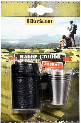 Набор стопок BOYSCOUT 4*30мл, в чехле 61114 - фото 42792