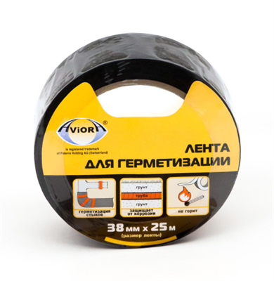 Лента для герметизации 38мм*25м AVIORA черная арт.302-049 - фото 44022