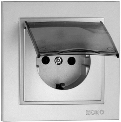 Розетка MONO с/з механизм+кр.Metallic Light Fume - фото 45146