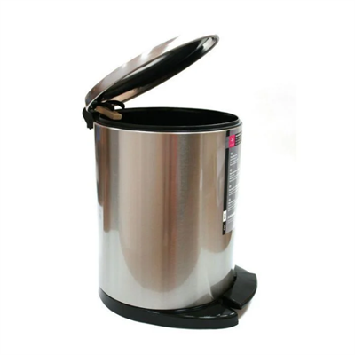 Урна PRIMANOVA для мусора 6л из нерж.стали с крышкой и педалью круглая SOFT CLOSE M-E41-30-06 - фото 47112