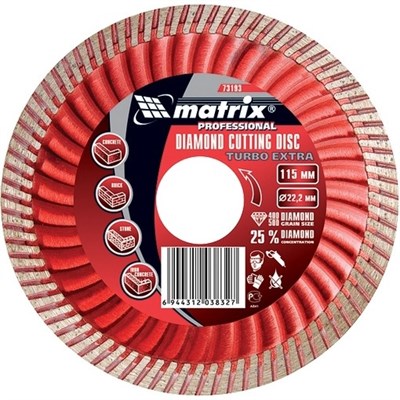 Диск MATRIX Professional алмазный отрезной Turbo Extra 150*22,2мм, сухая резка 73195 - фото 48301