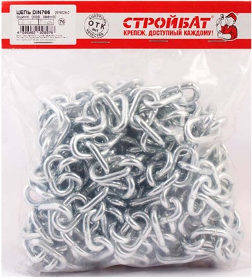 Цепь СТРОЙБАТ оцинк. DIN 766(кор.звено) 6мм 048100/1219326 - фото 49373