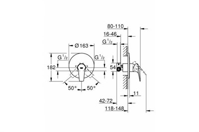 Смеситель GROHE Start Flow для душа, встраиваемый 29116000 - фото 52478