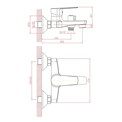 Смеситель Nebo для ванны NB 54 - фото 62502